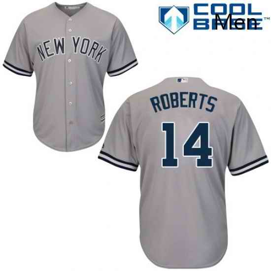 Mens Majestic New York Yankees 14 Brian Roberts Replica Grey Road MLB Jersey
